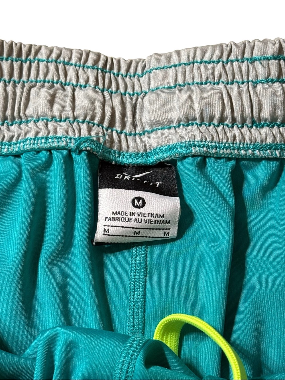 NIKE Women's Dri-Fit Lined Running Shorts Teal, Neon Green & Grey - Size Medium - Picture 2 of 4